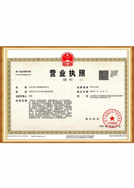 山东天诺新停业执照